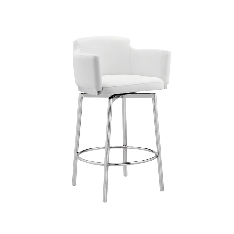 Wade Logan® Coghill Counter Height Bar Stool In White Pu With Swivel